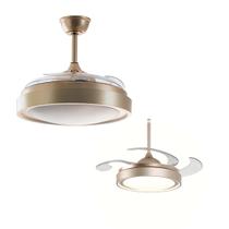 Plafon LED AIR GOLD Multicor Dourado C/ Ventilador Pás Retrátil 60W OPUS ST2915