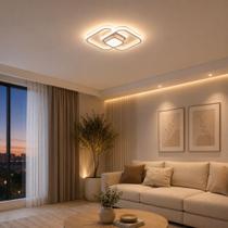 Plafon LED Estrutura Branca Luminária Luz Amarela ou Branca Metal Sobrepor Elegante Plafon LED Estrutura Branca Luminária Luz Amarela ou Branca Metal Sobrepor Elegante