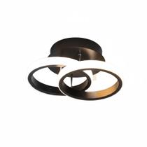 Plafon LED Orbit Redondo 24W Preto Disoma - 3 Tons de Luz Bivolt Sobrepor