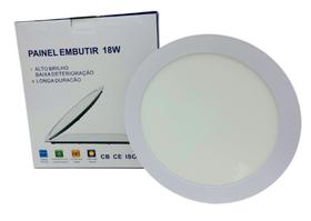 Plafon Led Painel Ilumimax 18w Redondo Embutir Bivolt Frio 6500k 21,5cm x 21.5cm