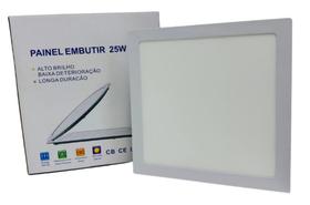 Plafon Led Painel Ilumimax 25w Quadrado Embutir Branco Frio 6500k 30cm x 30cm Para Gesso Teto