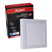 Plafon Led Quadrado 24w Painel Sobrepor Avant Branco Quente