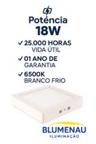 Plafon Led Quadrado Sobrepor 18w 6500k Blumenau Branco