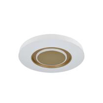 Plafon Led Redondo De Sobrepor Devon Branco E Dourado Hevvy
