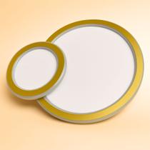 Plafon LED Redondo Duplo Dourado Moderno de Teto para Sala e Quarto LUMIVILLE Plafon LED Redondo Duplo Dourado Moderno de Teto para Sala e Quarto LUMIVILLE