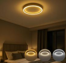 Plafon Led Sobrepor Redondo 40cm Branco 3 Em 1 Moderno Vega Plafon Led Sobrepor Redondo 40cm Branco 3 Em 1 Moderno Vega