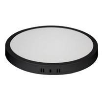 Plafon Led Sobrepor Redondo Preto Branco Quente 24w 30x30 - Blumenau Iluminação