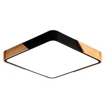 Plafon LED Wood 48W 3000K/4000K/6000K Madeira Quadrado Preto 3840LM HEVVY