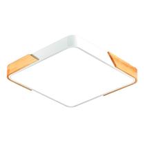 Plafon LED Wood 60W 3000K, 4000K e 6000K (Dimerizável) Branco com Madeira Quadrado 4800LM HEVVY