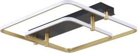 Plafon listo led quadrado 58cmx58cm preto e dourado