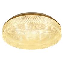 Plafon Luminaria Cristal de Sobrepor LED com Borda Dourada Redondo 3000K 24W Bivolt