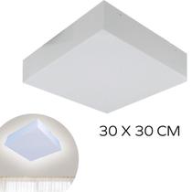 Plafon Luminária Sobrepor Acrílico 30x30 Cm Quadrado E27 - Branco Texturizado