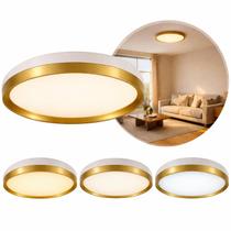 Plafon Luminária Teto LED Class Redonda Dourada Gold 30W 3 Cores 2500lm 39cm Bivolt Disoma