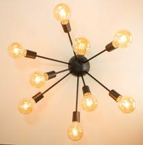 Plafon Lustre Atom Sputnik Preto 80cm para 9 Lâmpadas E27 St698 Plafon Lustre Atom Sputnik Preto 80cm para 9 Lâmpadas E27 St698