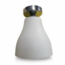 Plafon Lustre Com Cristal E27 Branco Cúpula Plafon Lustre Com Cristal E27 Branco Cúpula