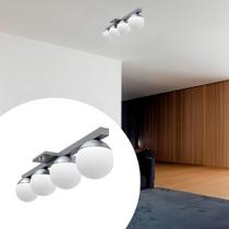 Plafon lustre De Teto Jabuticaba Alumínio Bivolt 4 Globos Vidros 10cm Soquete G9