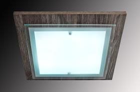 Plafon Madeira com Vidro Temperado 42x42cm 3 Lâmpadas Plafon Madeira com Vidro Temperado 42x42cm 3 Lâmpadas