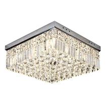 Plafon Maju Quadrado Cromado Com Cristal Transparente Para 9 Lâmpadas G9 Eletrorastro Plafon Maju Quadrado Cromado Com Cristal Transparente Para 9 Lâmpadas G9 Eletrorastro