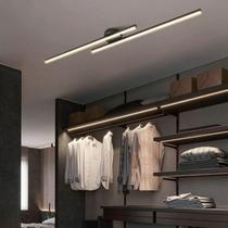 Plafon Minimalista Linear Sobrepor Preto Luminária 1 metro Duplo