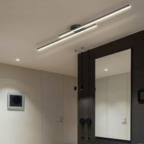 Plafon Minimalista Linear Sobrepor Preto Luminária 1 metro Duplo