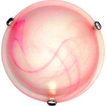 Plafon Murano Vidro 30cm 2 lampadas E-27 Max 60w Cor Rosa com Garra Cromada