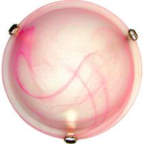 Plafon Murano Vidro 30cm 2 lampadas E-27 Max 60w Cor Rosa com Garra Dourada