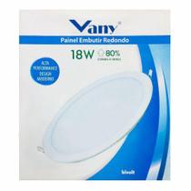 Plafon painel de embutir, redondo 18w 6000k na cor branco fosco - VANY