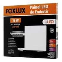 Plafon Painel FOXLUX Led 17cm Quadrado Embutir 12W 3,0K