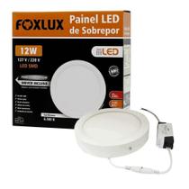 Plafon painel foxlux led 17cm redondo sobrepor 12w 6,5k