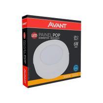 Plafon painel led 12cm avant redondo sobrepor 6w 3k 360lms