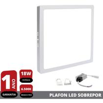 Plafon Painel Led 18w Branco Frio Luminária Quadrado Sobrepor