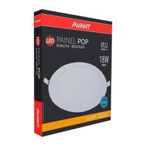 Plafon painel led 22cm avant redondo embutir 18w 3k 1260 lms