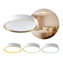Plafon Painel LED Sobrepor 18W Toronto Multicor 180 Redondo Branco c/ Dourado Hevvy ST3110