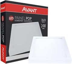 Plafon Painel LED Sobrepor Quadrado Luminária Teto Bivolt 24w 6500k Branco Frio - AVANT