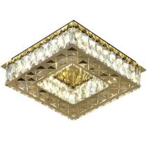 Plafon Painel Lustre Cristal 3 Tons Controle Remoto Dourado ou Cromado 35cm Bivolt 3000k 4000k 6500k Luxo Plafon Painel Lustre Cristal 3 Tons Controle Remoto Dourado ou Cromado 35cm Bivolt 3000k 4000k 6500k Luxo