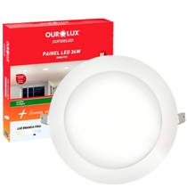 Plafon Painel Redondo Embutir 36w 40cm Branco Frio 6500K