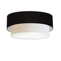 Plafon Para Quarto Cilíndrico SQ-3021 Cúpula Cor Preto Linho Bege