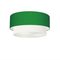 Plafon Para Quarto Cilíndrico SQ-3062 Cúpula Cor Verde Folha Branco