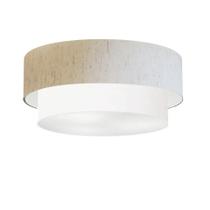 Plafon Para Quarto Cilíndrico SQ-3065 Cúpula Cor Linho Bege Branco