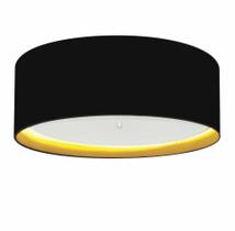 Plafon Para Sala de Estar Cilíndrico SE-3008 Cúpula Cor Preto Amarelo - Lustres Vivare