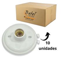 Plafon plástico com soquete de porcelana e-27 branco - embalagem com 10 unidades