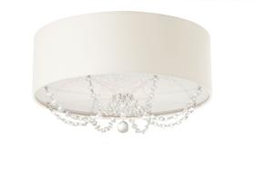 Plafon Princesa 50x15 Em Tecido E Cristal - Quarto, Sala Branco
