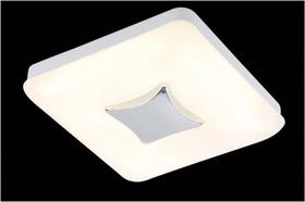 Plafon quadrado de acrílico com detalhe cromado, base branca 220v