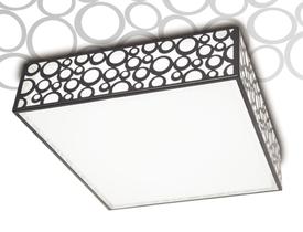 Plafon Quadrado de metal pintado de preto e caixa de acrílico - 127v