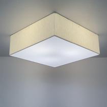 Plafon Quadrado Md-3002 Cúpula em Tecido 50x50x15cm Linho Bege - Bivolt