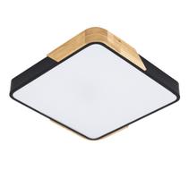 Plafon Quadrado Preto com Detalhe Estilo Madeira 40cm Led 30W 3 em 1 Bivolt