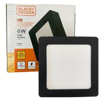 Plafon Quadrado Sobrepor 6w Preto Branco Quente 3000K