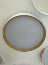 Plafon redondo branco com borda em madeira 48 cm 30W 3EM1 3000k/4000k/6000k - NITROLUX Plafon redondo branco com borda em madeira 48 cm 30W 3EM1 3000k/4000k/6000k - NITROLUX