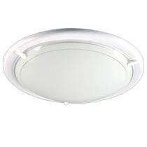 Plafon Redondo E27 60W Branco Ferrolux em PVC e Vidro