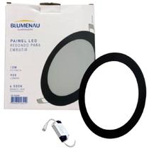 Plafon Redondo Embutir 12w Preto Branco Quente Blumenau